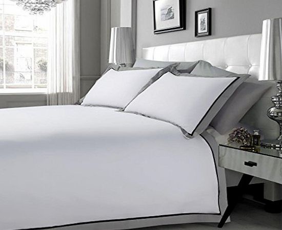 Hachette [hachette] 3PC 300 THREAD COUNT (H) [WHITE/BLACK/GREY] DUVET COVER KING SIZE 100 EGYPTIAN COTTON 300TC 